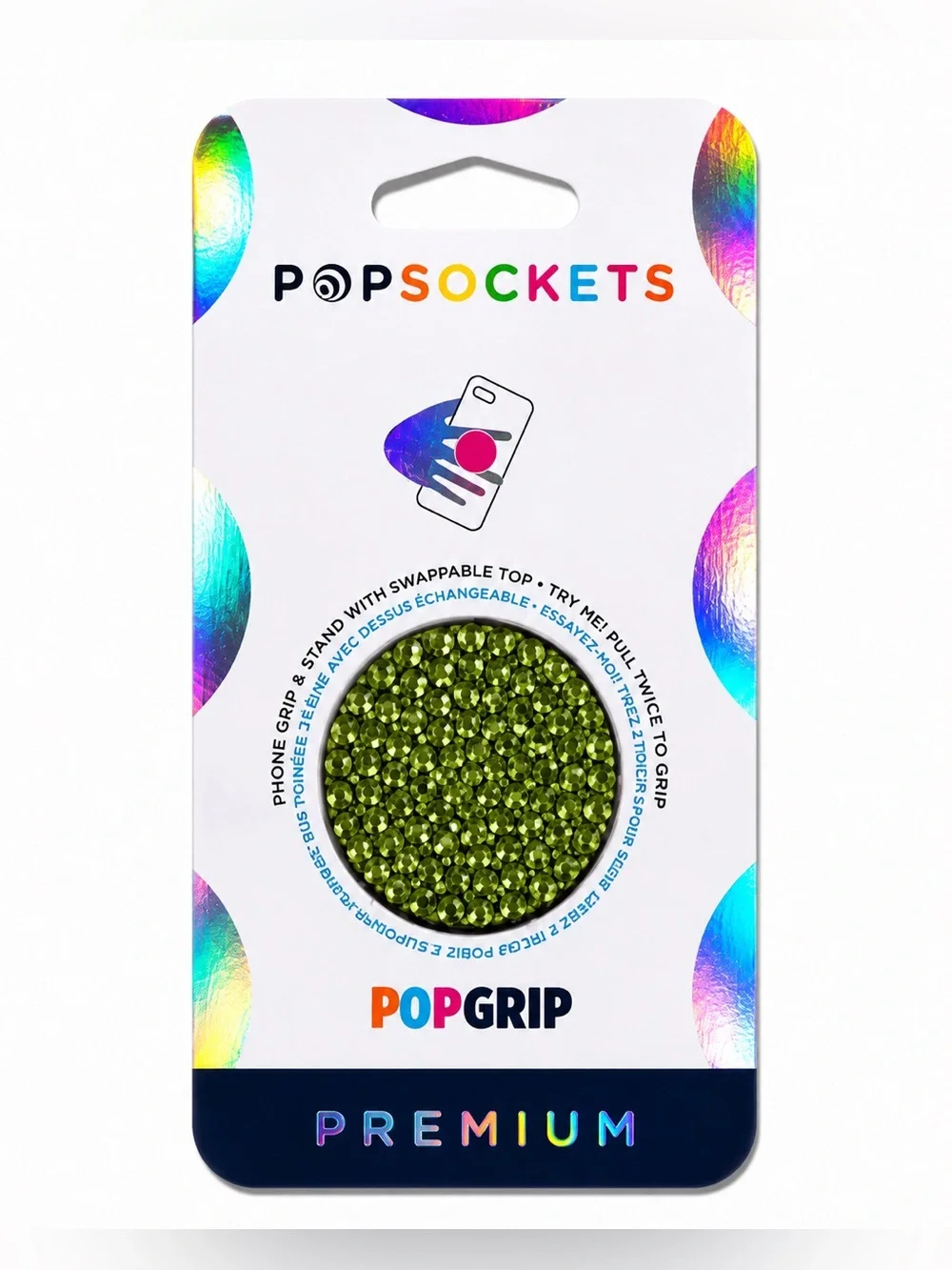 Olive Green Luxe Crystals PopSocket Phone Holder Grip New